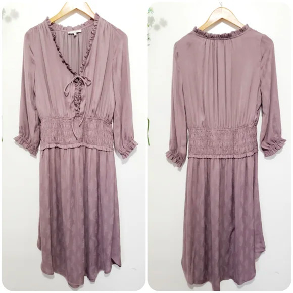 ANTHRO Current Air Drapey Ruffled feather dress S - Picture 6 of 6